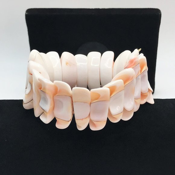 Bracelet Necklace Set Lot Luhuanus Shell Chips Orange Pink Beach Island Surfer - Picture 4 of 11